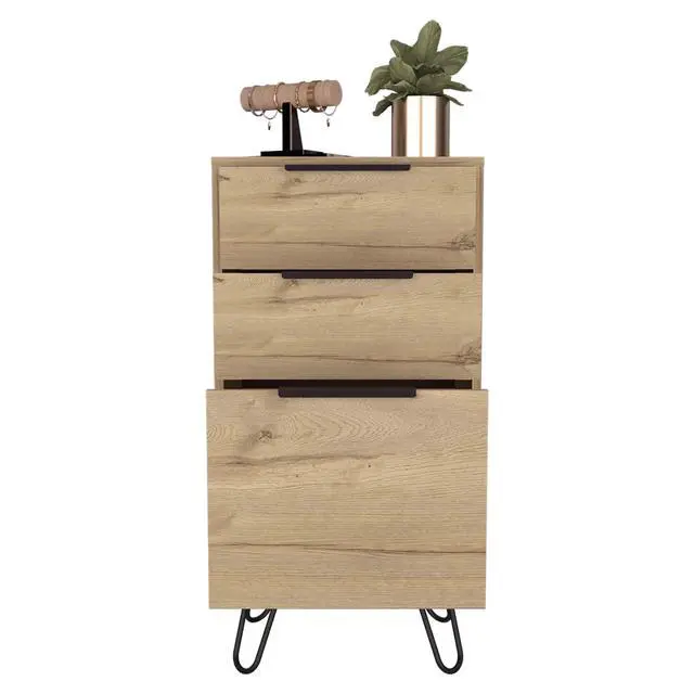 Alt view image 5 of 7 - Augusta Light Dresser, Hairpin Legs, Superior Top,Three Drawers -Light Oak