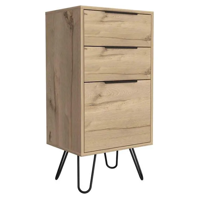 Alt view image 6 of 7 - Augusta Light Dresser, Hairpin Legs, Superior Top,Three Drawers -Light Oak