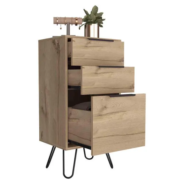 Alt view image 7 of 7 - Augusta Light Dresser, Hairpin Legs, Superior Top,Three Drawers -Light Oak