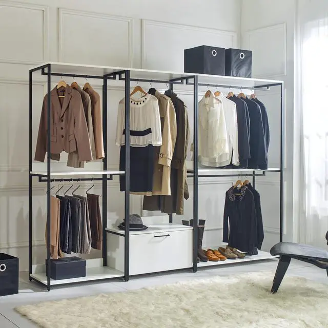 Alt view image 5 of 7 - Fiona Wood and Metal Walk-in Closet with One Drawer