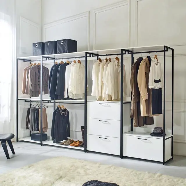 Alt view image 7 of 7 - Fiona Wood and Metal Walk-in Closet with One Drawer