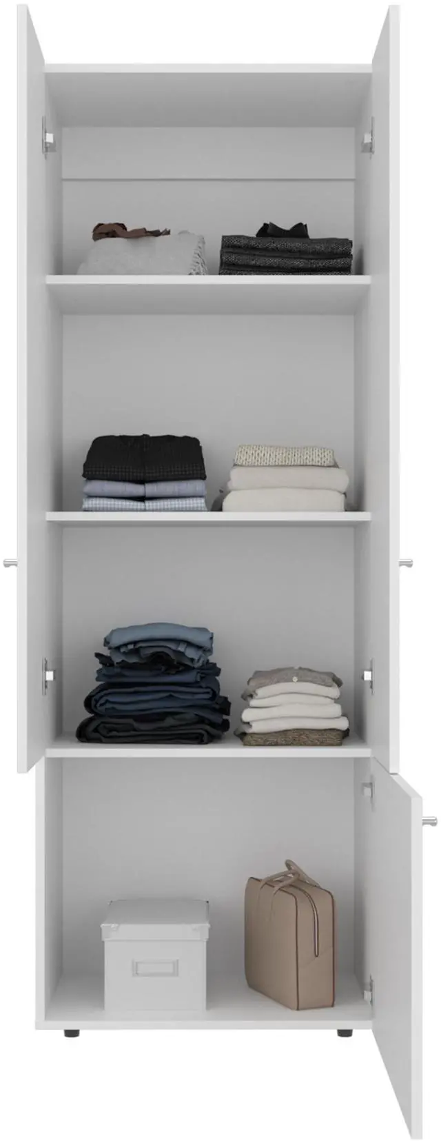 Alt view image 5 of 7 - Home 3 Door Closet System with Hanging Rod for clothes and interior Shelves, Manufactured Wood Freestanding Bedroom Storage, Utility Room or Laundry Room Furniture, White