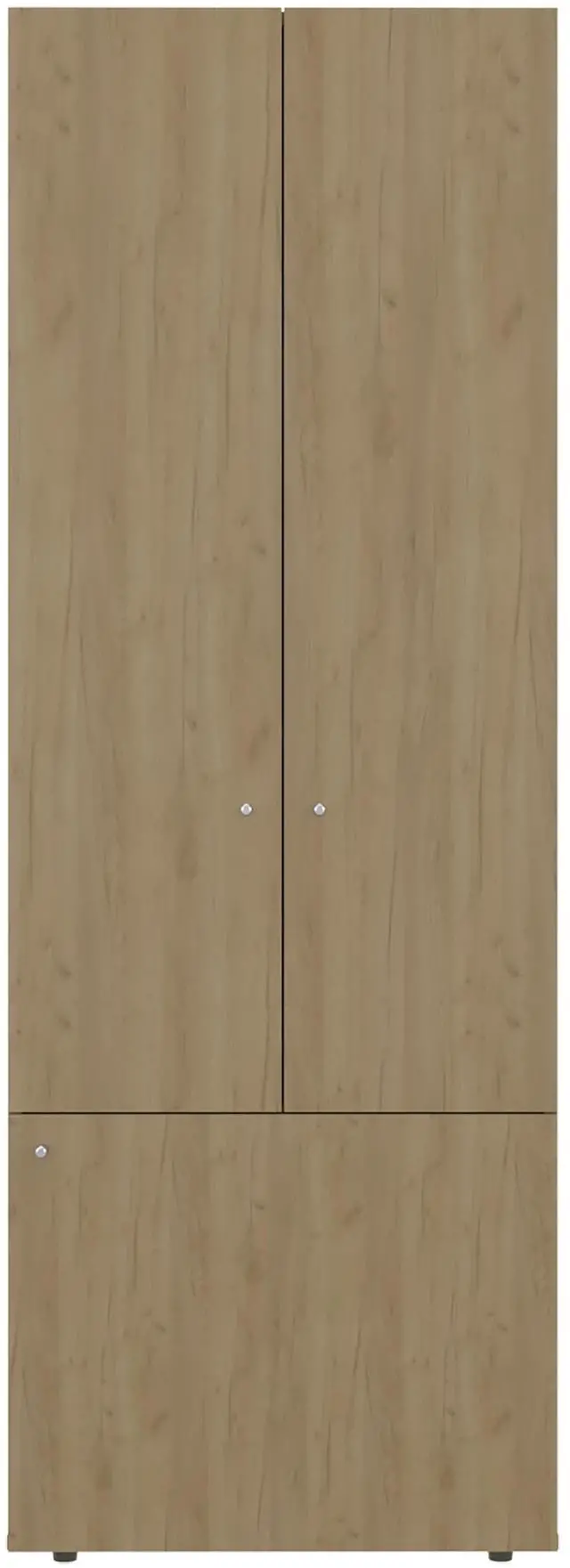 Alt view image 4 of 7 - Home 3 Door Closet System with Hanging Rod for clothes and interior Shelves, Manufactured Wood Freestanding Bedroom Storage, Utility Room or Laundry Room Furniture, Natural Oak