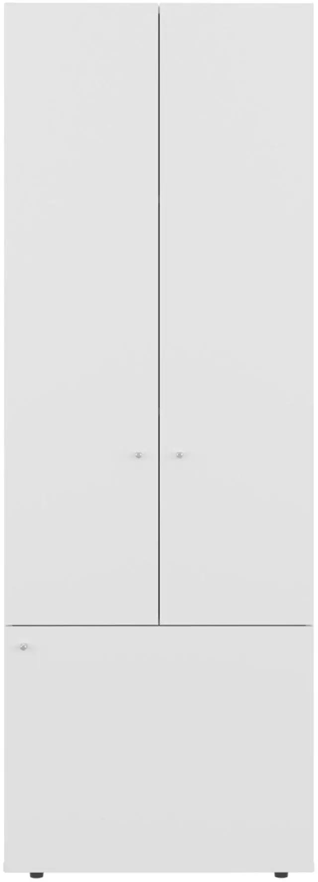 Alt view image 4 of 7 - Home 3 Door Closet System with Hanging Rod for clothes and interior Shelves, Manufactured Wood Freestanding Bedroom Storage, Utility Room or Laundry Room Furniture, White