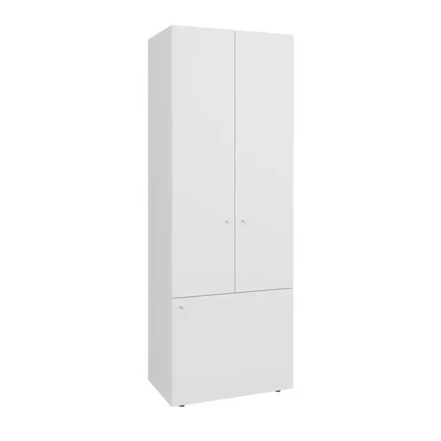Alt view image 6 of 7 - Home 3 Door Closet System with Hanging Rod for clothes and interior Shelves, Manufactured Wood Freestanding Bedroom Storage, Utility Room or Laundry Room Furniture, White