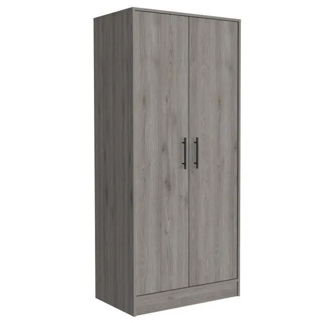 Alt view image 2 of 7 - Ambery 180 Armoire, Two Shelves, Double Door, Metal Rod, One Drawer -Light Gray