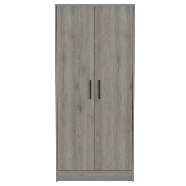 Alt view image 7 of 7 - Ambery 180 Armoire, Two Shelves, Double Door, Metal Rod, One Drawer -Light Gray