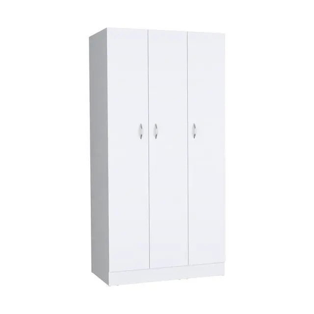 Alt view image 2 of 7 - Ohio Armoire Wardrobe with 3-Doors, 2-Drawers, and 4-Tier Shelves White