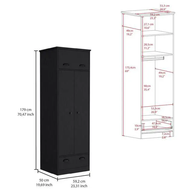 Alt view image 3 of 7 - Falkland Armoire with 1 Drawer and 1 Hinged Drawer with Handles