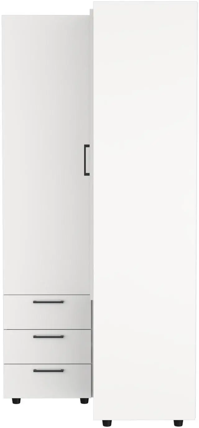 Alt view image 5 of 7 - Toulouse Corner Armoire With Double Doors And Interior Shelves, Space-Saving Wardrobe, White