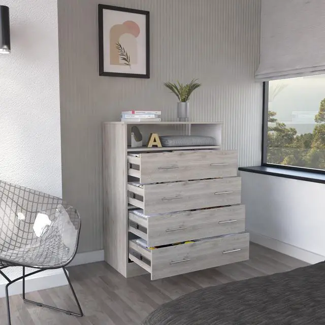 Alt view image 5 of 7 - Four Drawer Dresser Wuju, Bedroom, Light Gray / White