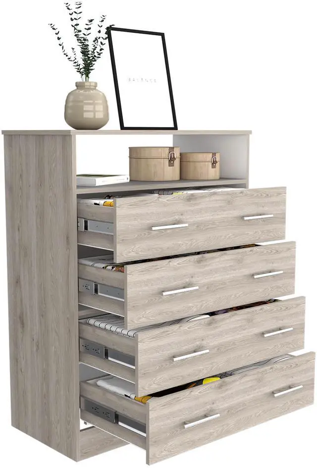 Alt view image 2 of 7 - Four Drawer Dresser Wuju, Bedroom, Light Gray / White