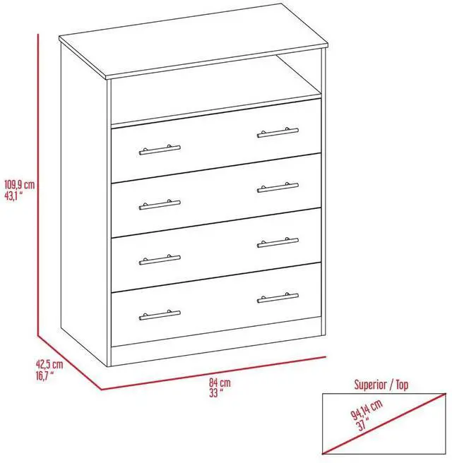 Alt view image 7 of 7 - Four Drawer Dresser Wuju, Bedroom, Light Gray / White