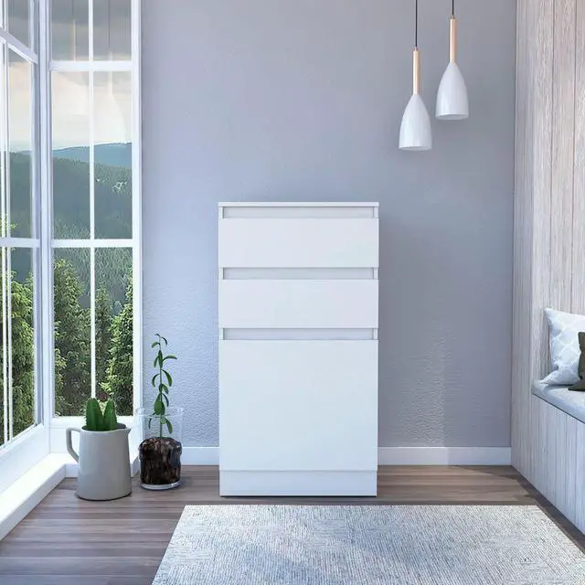 Main image of Dresser 43"H, Jewelry Box, Mirror, Single Door Cabinet, Two Drawers, White