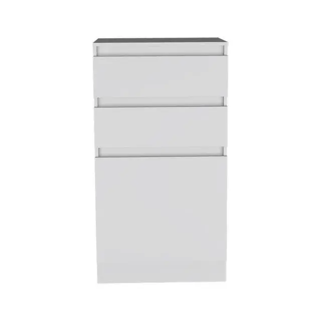 Alt view image 3 of 7 - Dresser 43"H, Jewelry Box, Mirror, Single Door Cabinet, Two Drawers, White