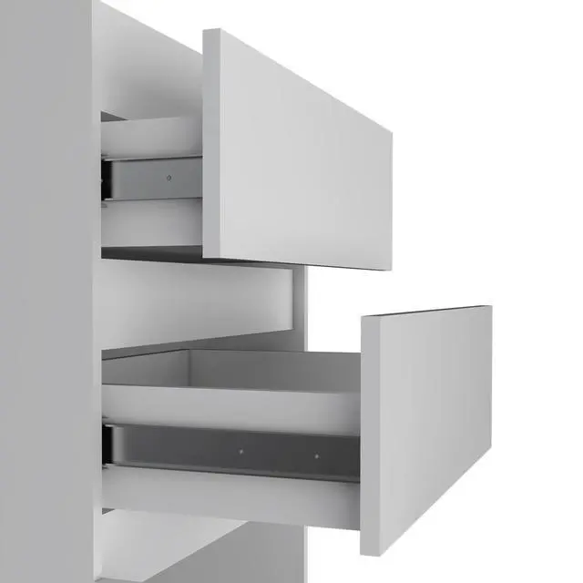 Alt view image 7 of 7 - Dresser 43"H, Jewelry Box, Mirror, Single Door Cabinet, Two Drawers, White