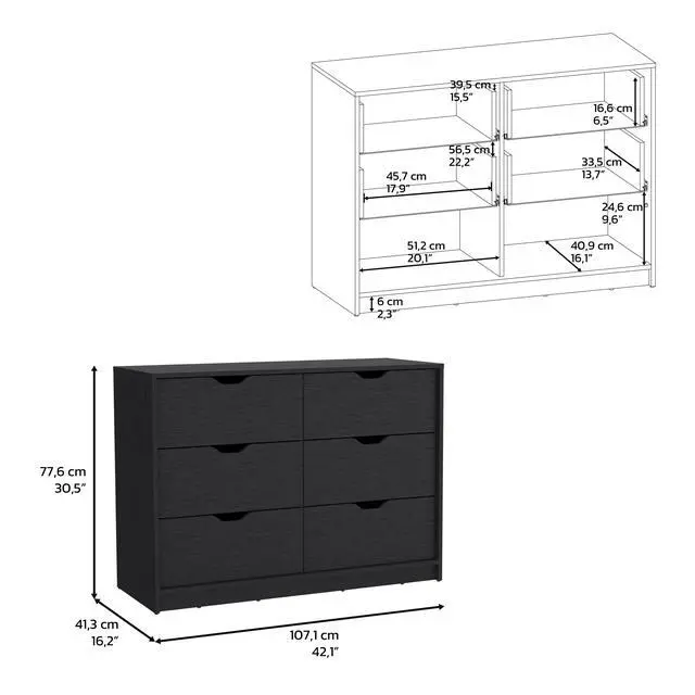 Alt view image 7 of 7 - Dresser 30"H, Drawer Dresser with 2 Lower Cabinets, Drawer Chest, Black