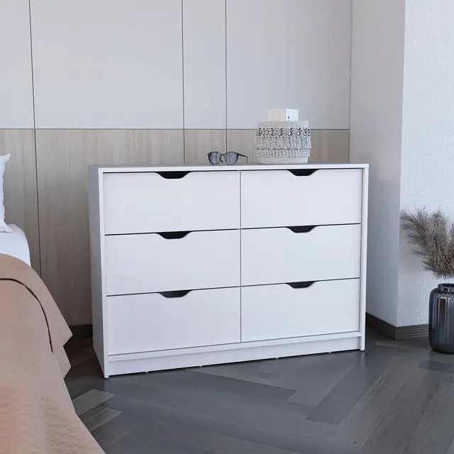 Main image of Dresser 30"H, 4 Drawer Dresser with 2 Lower Cabinets, Drawer Chest, White
