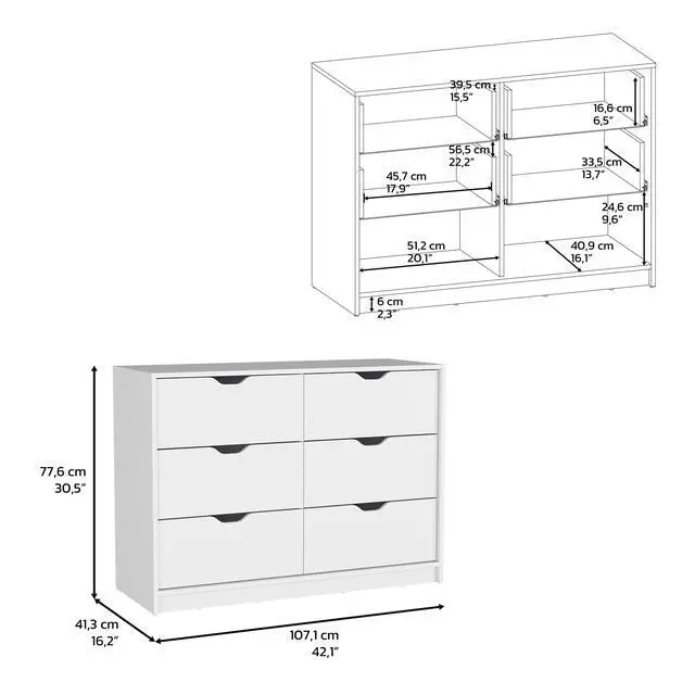 Alt view image 7 of 7 - Dresser 30"H, 4 Drawer Dresser with 2 Lower Cabinets, Drawer Chest, White
