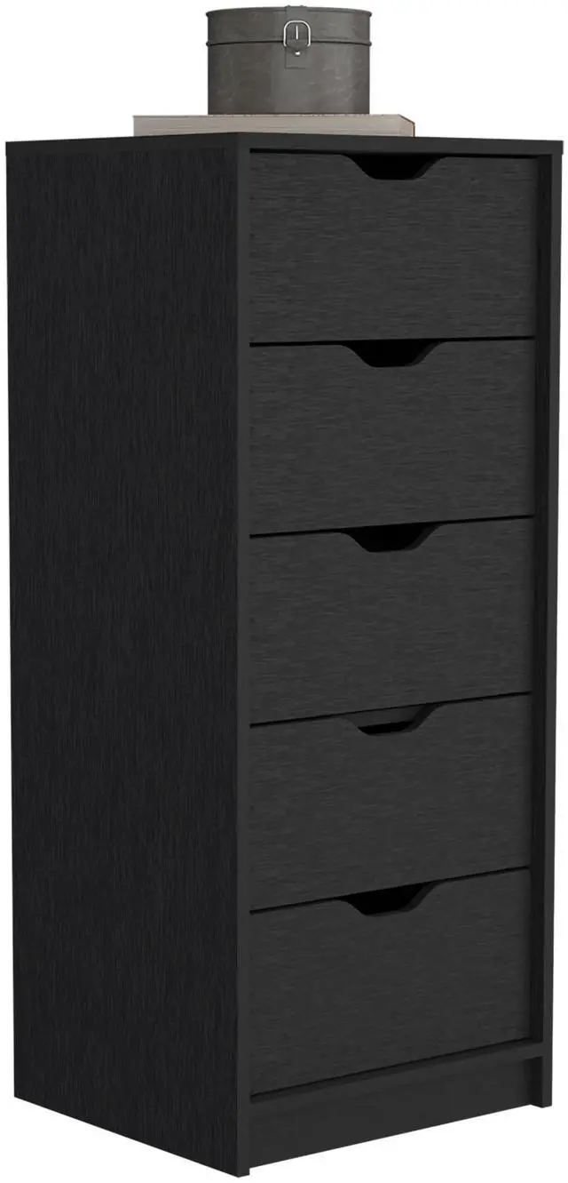 Alt view image 5 of 7 - Dresser 42"H, 5 Drawers , Slim Storage Chest of Drawers, Black