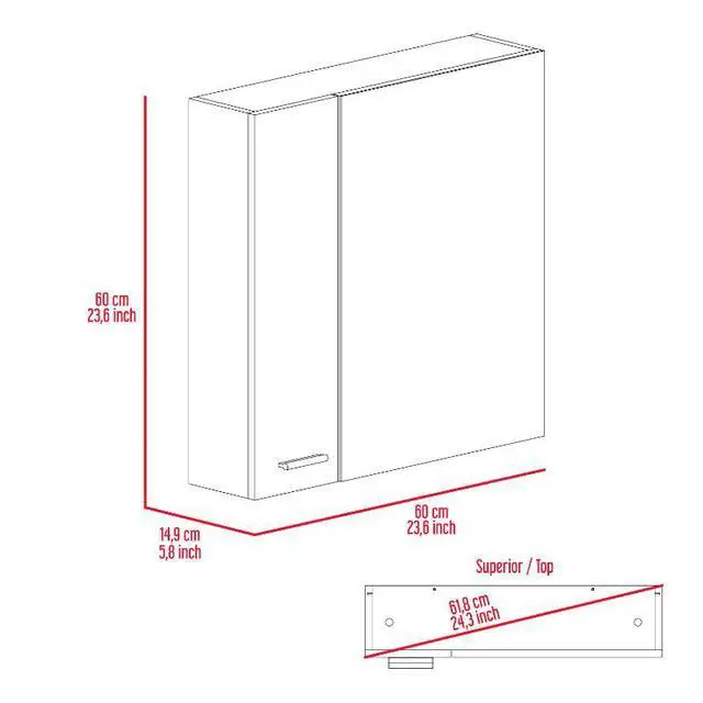 Alt view image 5 of 6 - Kenya Medicine Cabinet, Mirror, Double Door, Four Interior Shelves
