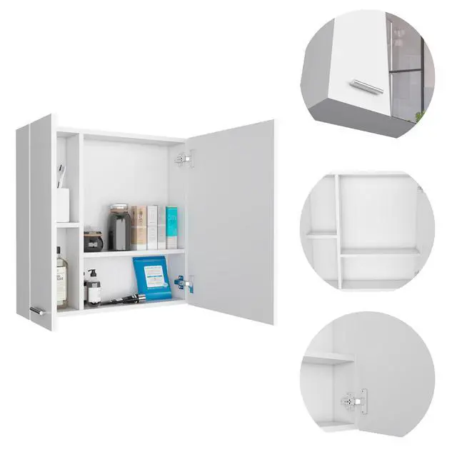 Alt view image 4 of 6 - Kenya Medicine Cabinet, Mirror, Double Door, Four Interior Shelves