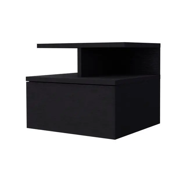 Alt view image 2 of 6 - Augusta Floating Nightstand with 2-Tier Shelf and 1-Drawer