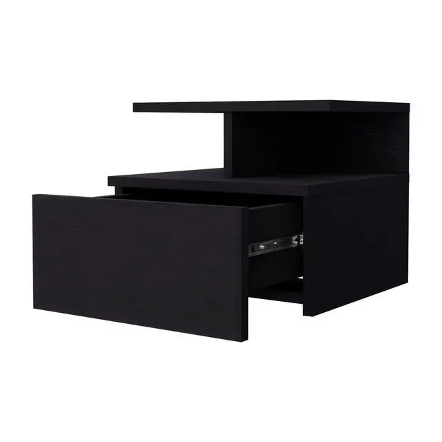 Alt view image 6 of 6 - Augusta Floating Nightstand with 2-Tier Shelf and 1-Drawer