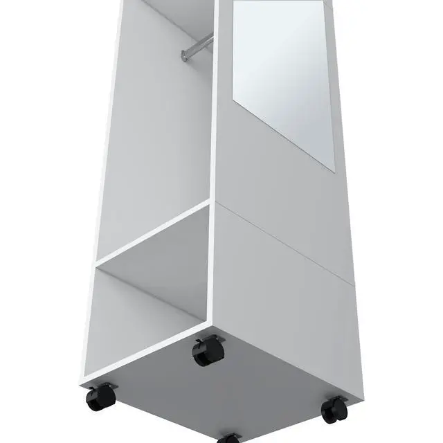 Alt view image 4 of 7 - Benson Wardrobe in melamine with mirror and open storage