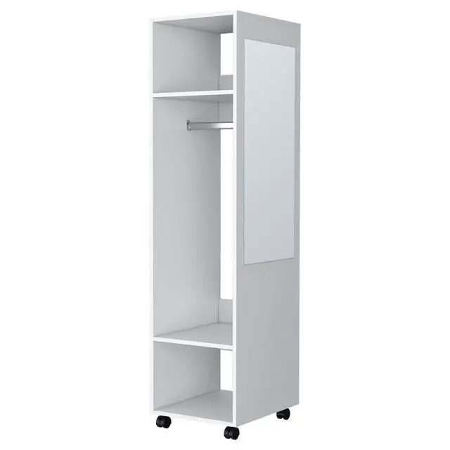 Alt view image 2 of 7 - Benson Wardrobe in melamine with mirror and open storage