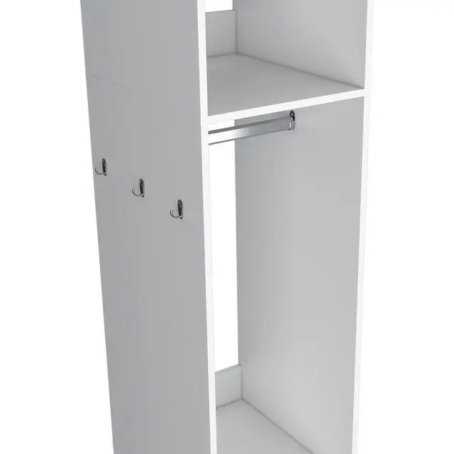 Alt view image 7 of 7 - Benson Wardrobe in melamine with mirror and open storage