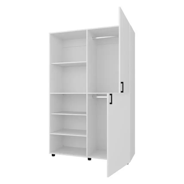 Alt view image 7 of 7 - Ollie 2-Door Wardrobe with Open Storage,White