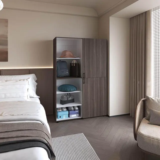 Main image of Ollie 2-Door Wardrobe with Open Storage, Grey Walnut and White