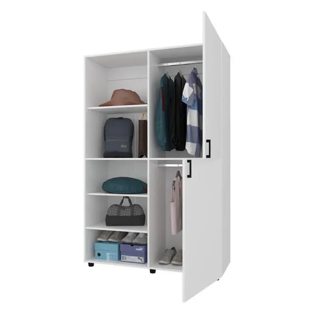 Alt view image 6 of 7 - Ollie 2-Door Wardrobe with Open Storage,White