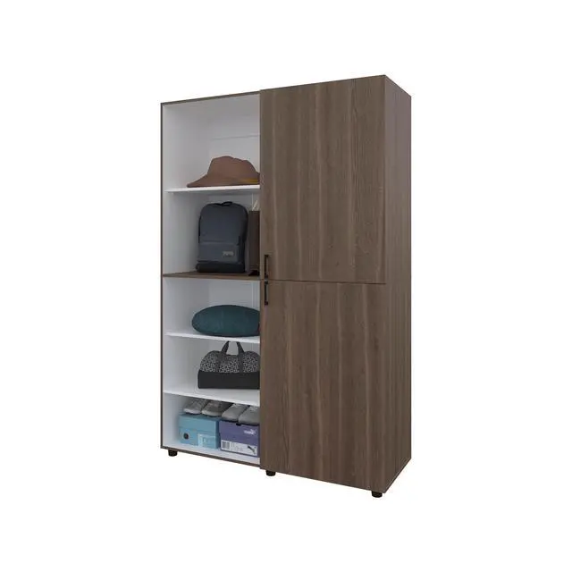 Alt view image 6 of 7 - Ollie 2-Door Wardrobe with Open Storage, Grey Walnut and White