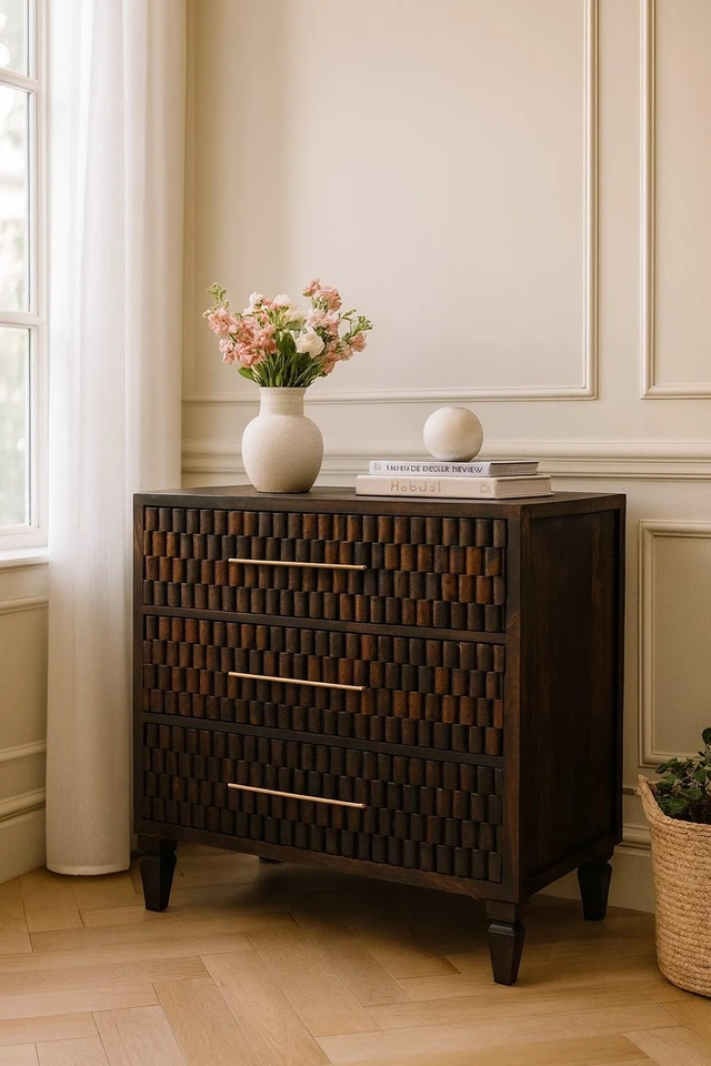 Main image of Solid Wood Arno Chest,Mocha Tone,3-Drawers