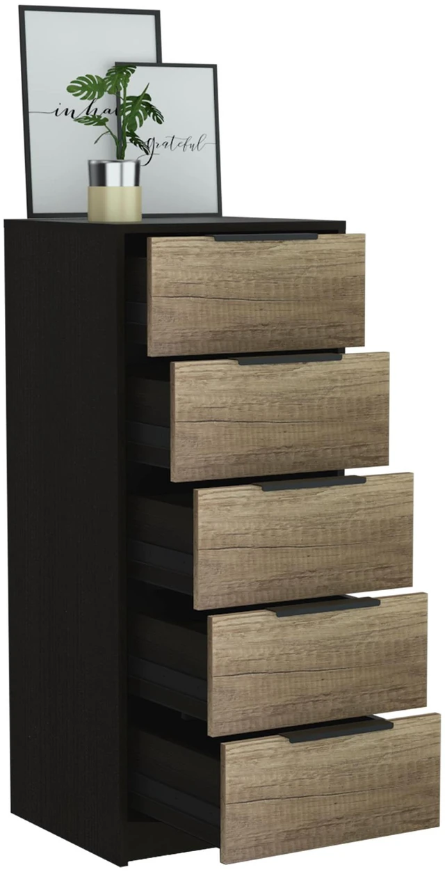 Alt view image 6 of 7 - Kaia 5 Drawer Dresser, Vertical Dresser -Black / Pine