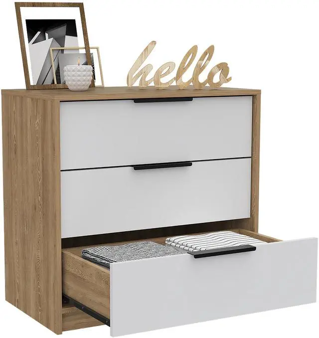 Alt view image 7 of 7 - Kaia 3 Drawers Dresser, Superior Top -White / Pine