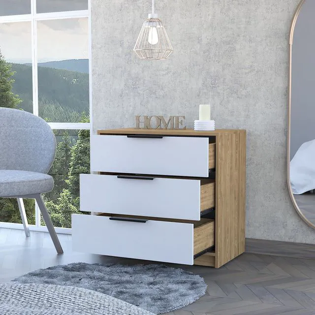 Alt view image 4 of 7 - Kaia 3 Drawers Dresser, Superior Top -White / Pine