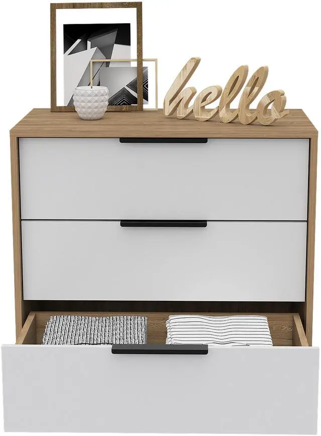 Alt view image 6 of 7 - Kaia 3 Drawers Dresser, Superior Top -White / Pine