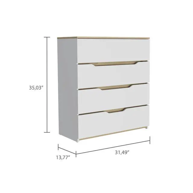 Alt view image 4 of 7 - Zoe Dresser, Superior Top, Four Drawers -White / Light Oak