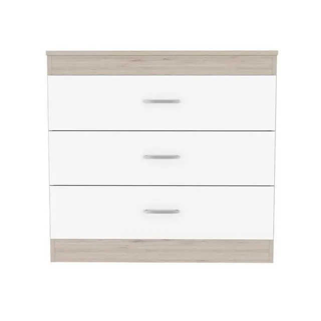 Alt view image 3 of 5 - Melia Three Drawer Dresser, Superior Top, Metal Hardware -Light Gray / White