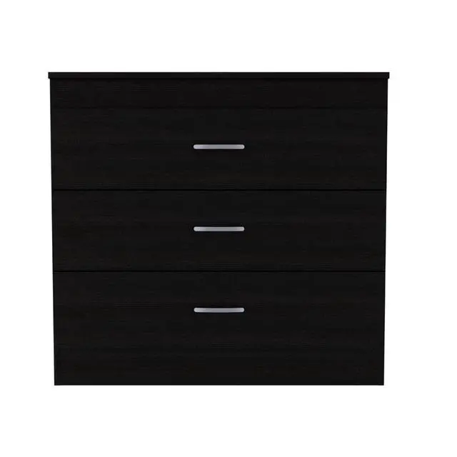 Alt view image 3 of 5 - Melia Three Drawer Dresser, Superior Top, Metal Hardware -Black