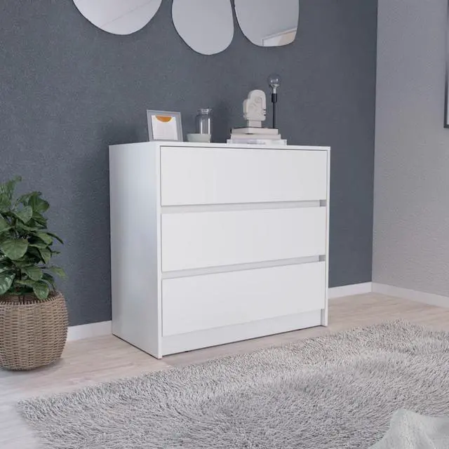 Main image of Austin Three Drawer Dresser, Pull Out Mechanism-White