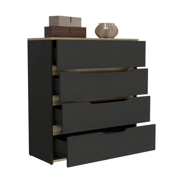 Alt view image 6 of 6 - Zoe Dresser, Superior Top, Four Drawers -Black / Light Oak