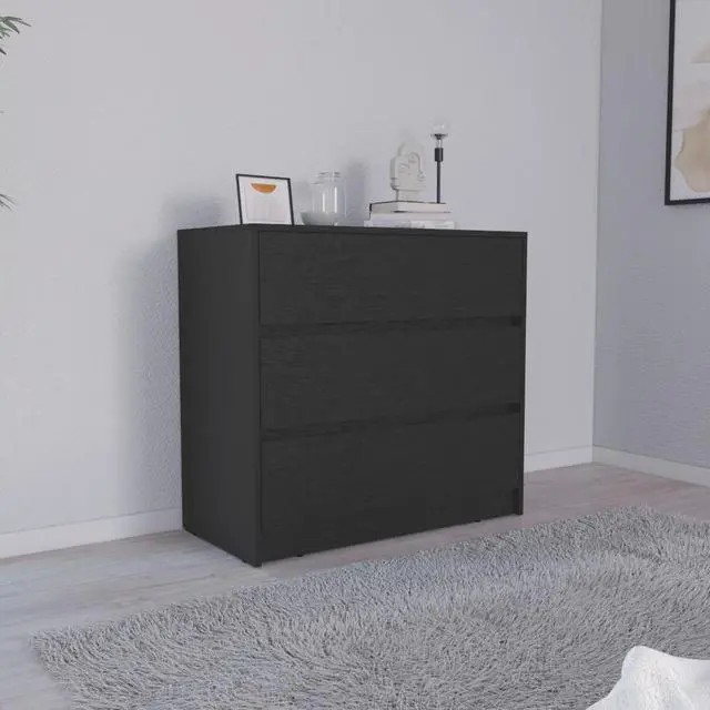 Main image of Austin Three Drawer Dresser, Pull Out Mechanism-Black