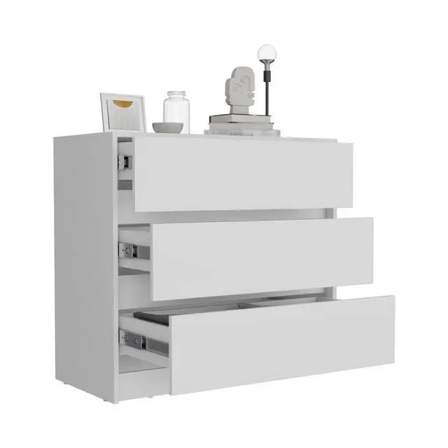 Alt view image 7 of 7 - Austin Three Drawer Dresser, Pull Out Mechanism-White