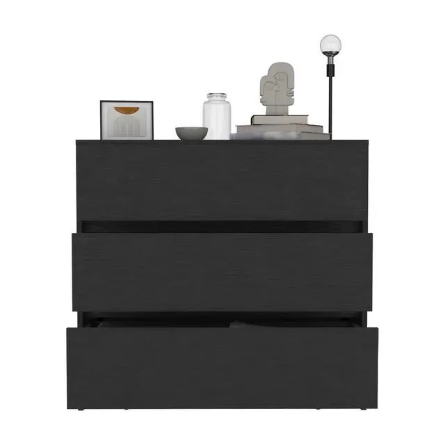 Alt view image 5 of 7 - Austin Three Drawer Dresser, Pull Out Mechanism-Black