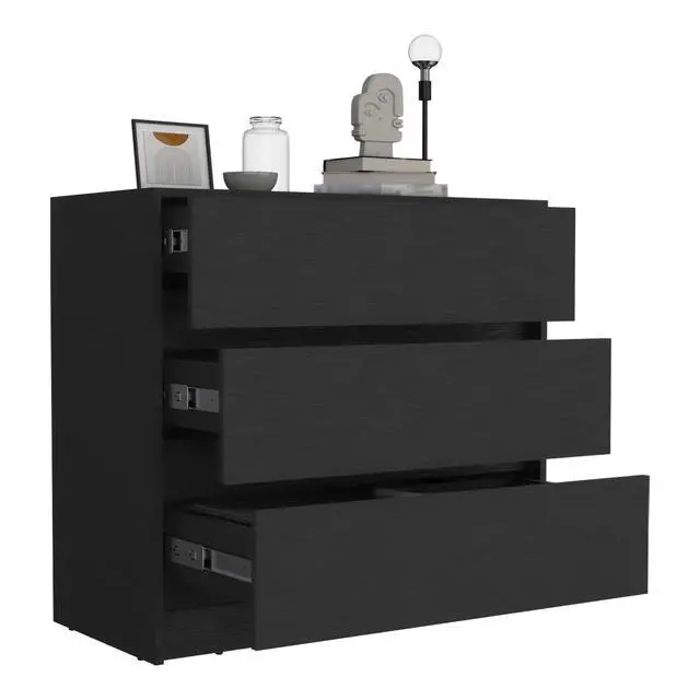 Alt view image 7 of 7 - Austin Three Drawer Dresser, Pull Out Mechanism-Black