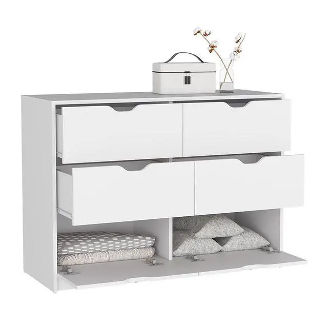 Alt view image 7 of 7 - Basilea 4 Drawers Dresser, 2 Cabinets -White